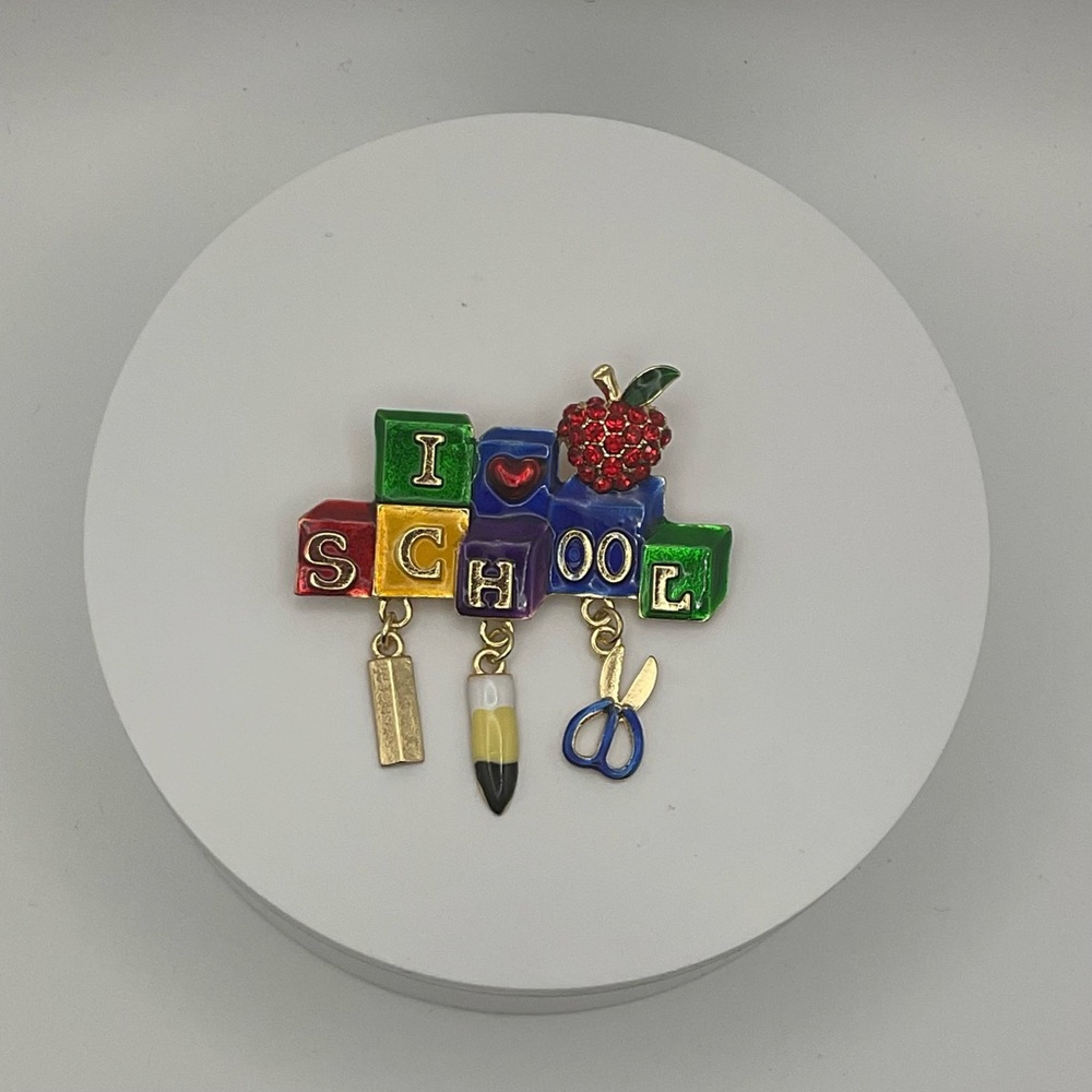 Colorful “I Love School” Brooch